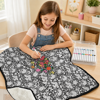 Couverture à colorier DIY de qualité supérieure, super douce, pour adultes et enfants, avec marqueurs lavables, en velours peluche, vente en gros, OEM personnalisé