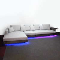 OEM/ODM LED Light Nordic Living Room Sleeper Sofá de tela de gran tamaño Sofá modular Sofás de cuero en forma de l Sofás seccionales