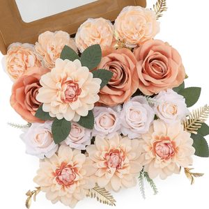 Arrangements de bouquets de mariée de haute qualité, fleurs bleues, roses, dahlias, têtes de fleurs mélangées pour la décoration de mariage DIY, baby showers - Product Image 3