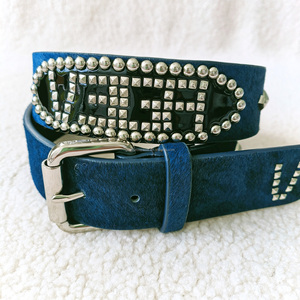 Moda Design rivetto <span class=keywords><strong>borchie</strong></span> e capelli di cavallo <span class=keywords><strong>cintura</strong></span> Jeans donna <span class=keywords><strong>cintura</strong></span> punte in vera pelle nera con fibbia in lega di zinco - Product Image 6