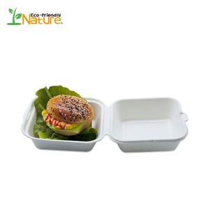 Biodegradable blanco hamburguesa caja de caña de azúcar fibras 6 pulgadas - Product Image 6