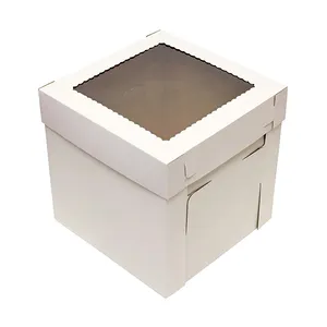 Hộp Bánh Có Cửa Sổ 12X12X8Inch Hộp Bánh Trắng Hộp Đựng Bánh Dùng Một Lần Lớn, Hộp Tráng Miệng