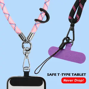 Baiyuheng tali gantungan ponsel, panjang dapat disesuaikan leher gantung anti hilang tali pergelangan tangan rantai kunci tali tenunan tangan