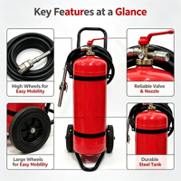 Extincteur à brouillard d'eau portable de 5 litres, valve à gâchette rouge, bouteille en acier durable pour la prévention des incendies en entrepôt, bureau et intérieur