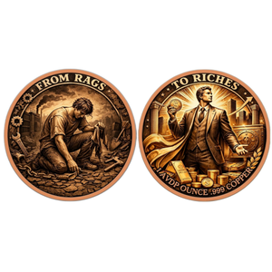 Moneda Redonda <span class=keywords><strong>de</strong></span> Cobre Puro .999 <span class=keywords><strong>de</strong></span> 1 Onza AVDP Personalizada con Temática '<span class=keywords><strong>De</strong></span> Ropa Sucia a Riqueza' en Venta - Product Image 3