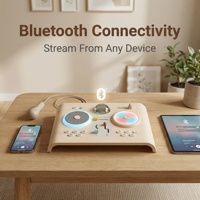 Table de mixage DJ en bois pour enfants avec son intégré, instrument musical interactif avec lumières LED dynamiques et microphone