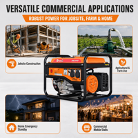 Générateur à essence refroidi par air 2800W, châssis ouvert, 3KW maximum, 12V CC pour applications agricoles, ateliers et alimentation de secours