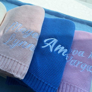 <strong>Personalised</strong> Handmade Crochet <strong>Baby</strong> <strong>Blankets</strong> Soft Knit Bedding Custom Design Embroidered Name Soothing Kids' Accessories for Sale - Product Image 6
