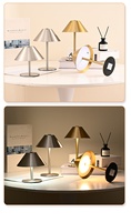 Lampe de table en forme de champignon conique, métal, luminosité réglable, blanc chaud, interrupteur tactile, batterie rechargeable, hôtels, chambres