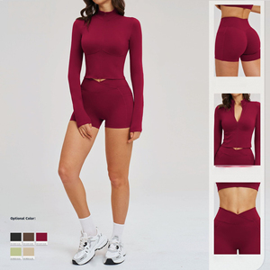 Conjunto Deportivo de <span class=keywords><strong>Mujer</strong></span> para Primavera, con Cierre, Transpirable, de Color Sólido, Informal, para Correr, Fitness y Entrenamiento - Product Image 2