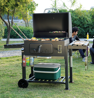 KAOKE Barbecue au charbon de bois de haute qualité, robuste, nouveau chariot de barbecue, machine à fumer avec table latérale et roues