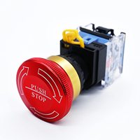 (Interrupteur d'urgence de 22mm) interrupteur à bouton poussoir d'arrêt d'urgence en métal en acier inoxydable avec prise de connexion 12-220V