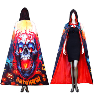 Capa con estampado de calabaza, bruja, murciélago y <span class=keywords><strong>hombre</strong></span> <span class=keywords><strong>lobo</strong></span> para fiestas y actuaciones - Product Image 2