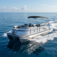 Bateau ponton monocouche avec éclairage LED intérieur personnalisé, audio Bluetooth, sièges de luxe, configuration personnalisée