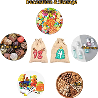 Sacs en toile de jute à cordon avec impression de chiffres de Noël, pochettes en jute pour calendrier de l'avent, pour bonbons, chocolats, cadeaux