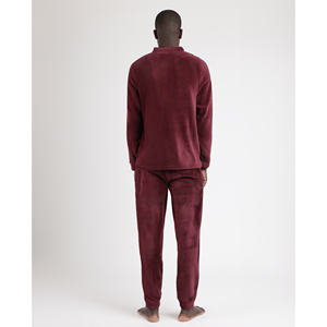 ADMAS MAGNIFIC Pijama de manga larga micropolar granate de pata de gallo cálido y cómodo para hombre - Product Image 2