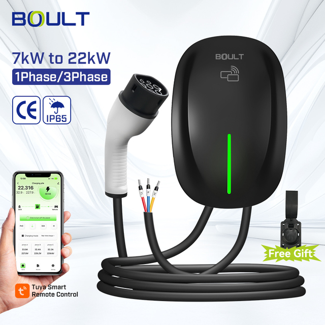 Tuya APP Control Smart Wall-Mounted EV Charging Station New 7KW/11KW/22KW WIFI for Electric Vehicles with for Bluetooth