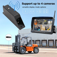 Kit de caméras laser pour chariot élévateur IPoster 7 pouces 4 canaux sans fil avec moniteur IPS DVR, détection d'angle mort par IA et batterie solaire magnétique 9600 mAh
