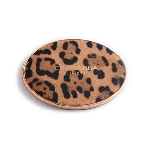 Custom Small Round Leopard Print Hot Stamping Golden Vanity Makeup Pocket Mirror with Logo - Product Image 3