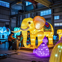 Lanternes d'éléphant grandeur nature personnalisées, lanternes d'animaux réalistes, décoration artisanale, imperméables, pour défilés nocturnes en extérieur