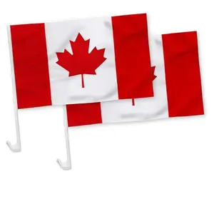 Drapeau de fenêtre de voiture du Canada personnalisé en gros Support de pays coupe-vent 30*45cm Polyester drapeaux bannière drapeau pôle pour fenêtre de voiture