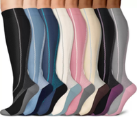 Chaussettes de compression montantes personnalisées avec logo, antidérapantes, pour la course et le football, avec bord tricoté, chaussettes de sport