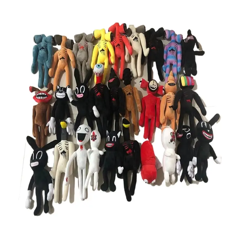 Jouets en peluche sirène chats noirs blancs poupée en peluche personnage d'horreur figurines Peluches chats noirs jouets