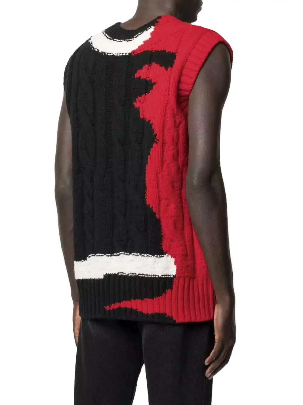 YF OEM ODM wholesale patchwork fashion v-neck loose knitted sleeveless men women pullover sweaters vest