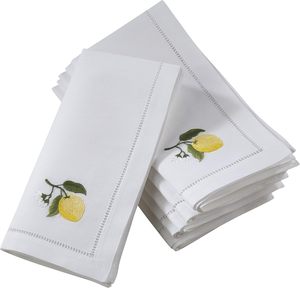 <span class=keywords><strong>Ensemble</strong></span> de serviettes de table de la collection Broderie élégante Motif citron brodé Parfait pour la mère de la mariée/<span class=keywords><strong>du</strong></span> <span class=keywords><strong>marié</strong></span> Coton Lot de 6 - Product Image 1