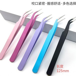 125mm eyelash tweezers, stainless steel tweezers, curved tip, DIY <b>nail</b> art tools, false eyelash curler, eyelash <b>extension</b> - Product Image 3