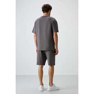 Conjunto de Pantalones Cortos Oversize para Hombre en Gris Oscuro, Algodón, 85249, Corte Básico y Cómodo - Product Image 1