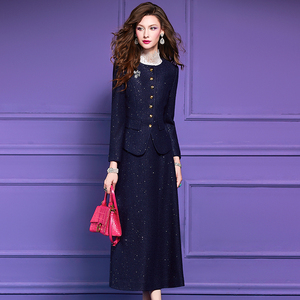 FMY Rode Tweed met wollen pailletten Dames herfst en winter nieuwe retro elegante damesjasrok 66433 - Product Image 2