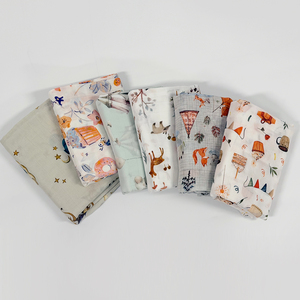 <span class=keywords><strong>Manta</strong></span> Envolvente de Muselina Suave y Transpirable 100% Algodón Orgánico con Estampado Animal, 200 Hilos, para Bebé, Personalizable OEM - Product Image 2