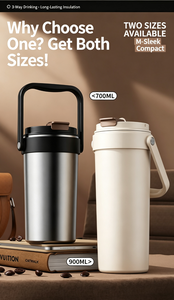 Gobelet isotherme en acier inoxydable 900 ml avec revêtement céramique intérieur, tasse de voyage isolée thermiquement avec poignée - Product Image 4
