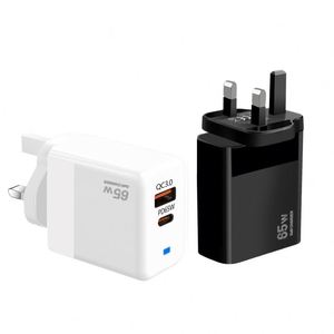 Custom 65W Dual-Port USB-<b>C</b> Charger: 65W PD + 20W QC LED Indicator <b>Type</b>-<b>C</b> Fast Charge - Product Image 1
