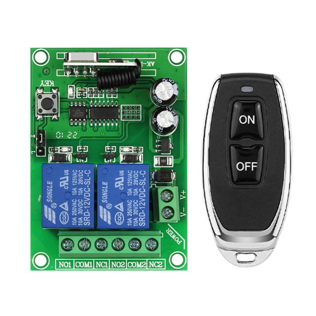 2 Channels Wireless RF Remote Controller for Electrical Gate Home Automation Garage Door Receiver with Transmitter