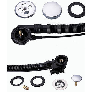 バスオーバーフローポップアップ廃棄物バスルームシャワーバスタブ水切り排水ブラック - Product Image 5