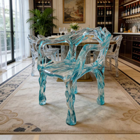 Chaise de salle à manger en résine transparente, fauteuil moderne créatif en forme de goutte d'eau en cristal pour salon, restaurant, mobilier commercial