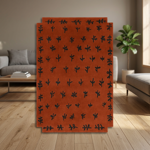 Ensemble de tapis en laine tufté à la main moderne, motif floral rouge rectangulaire, pour salon, lavable, à poils moyens, antibactérien, antidérapant, pour la maison et la prière - Product Image 2
