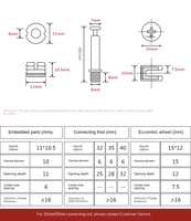 Conector Minifix Sin Plomo 3 en 1 de Acero al Carbono No Tóxico para Muebles, Pernos de Conexión, Soportes de Estantes o Accesorios para Colchones