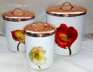 Juego de contenedores de almacenamiento Metal moderno esmalte blanco acabado perfecto hogar cocina accesorios organización elegante solución de almacenamiento - Product Image 1