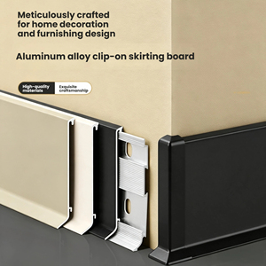 Rodapié Moderno de Aluminio con Clip, 60mm 80mm 2.5m, Múltiples Colores, Impermeable y Duradero para Decoración de Paredes Interiores - Product Image 1