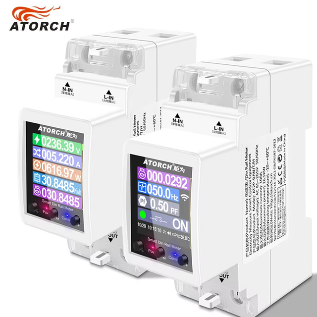 ATORCH AT2P AC110V 220V 100A Tuya Smart Life WiFi Din Rail Remote Control Monitor Kwh Power Energy Meter 50/60Hz With RS485