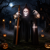Arche gonflable de 2 m pour Halloween, motif Fantôme Grim Reaper, avec éclairage LED, pour la décoration d'ambiance d'horreur de jardin et de portail