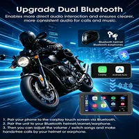 Caméra de moto portable 6 pouces avec CarPlay, DVR 2K, GPS Navi, étanche IPX7, écran LCD, CarPlay sans fil, Android Auto, moniteur moto