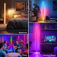 Lampe d'angle au sol RGB de 48 pouces avec télécommande, synchronisation musicale et lumière d'ambiance LED à intensité variable pour salon et salle de jeux