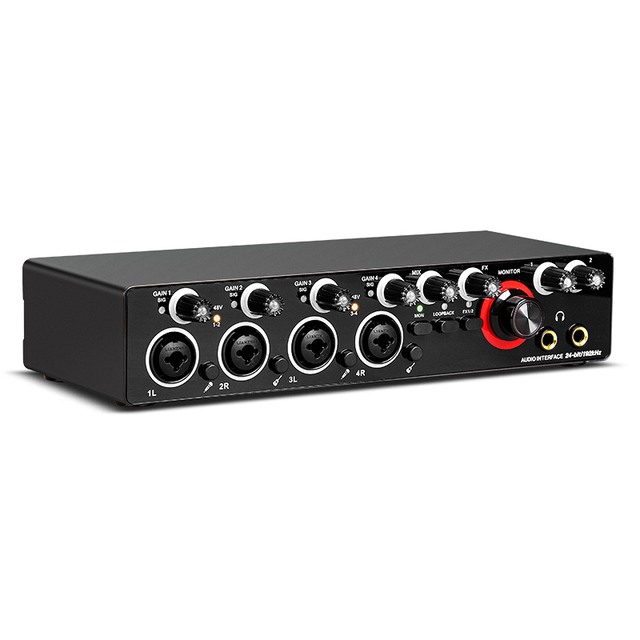 Studio Recording Microphone Usb External 48v Md44 24bit 192khz Audio Interface 4 Input Output Sound Card Mixer