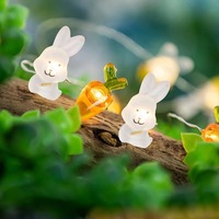 Décoration murale lumineuse de Pâques à piles, en fil de cuivre et plastique, avec lapin et carotte artificiels, pour la maison, les fêtes, Pâques et Thanksgiving