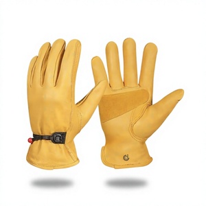 <b>Leather</b> Work <b>Gloves</b> <b>For</b> <b>Men</b> Yellow Cowhide Heavy Duty Safety Protective Driver Working Welding Stretchable Mechanic <b>Glove</b> - Product Image 1