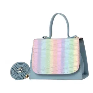 Sac à bandoulière Fashions Faina pour femme en PU rayé, style bohème vintage, à sangle unique, bleu, imperméable, pour usage quotidien estival - Product Image 1